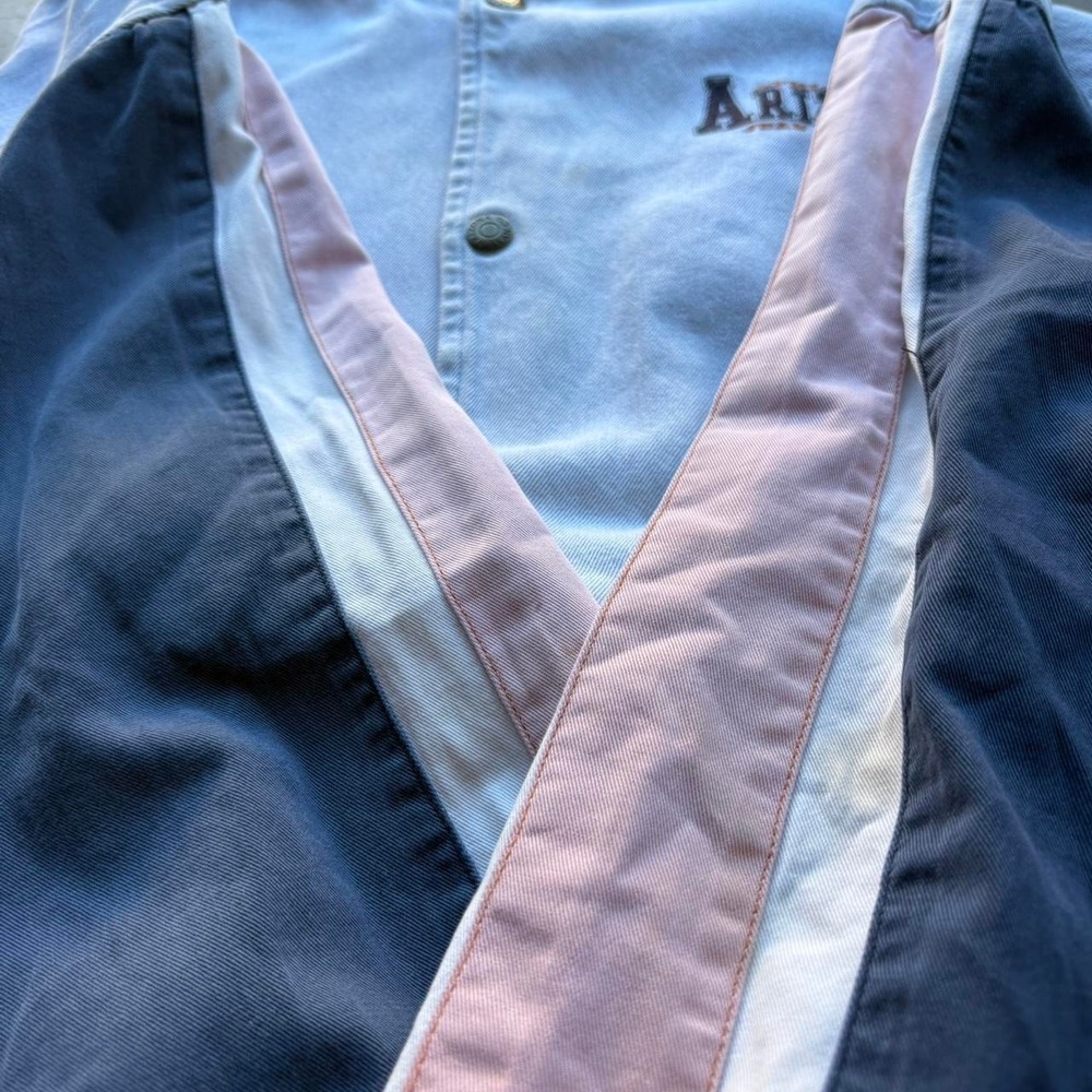 Vintage Faded and Distressed Arizona Jean Striped Bomber Jacket - Picture 4 of 8